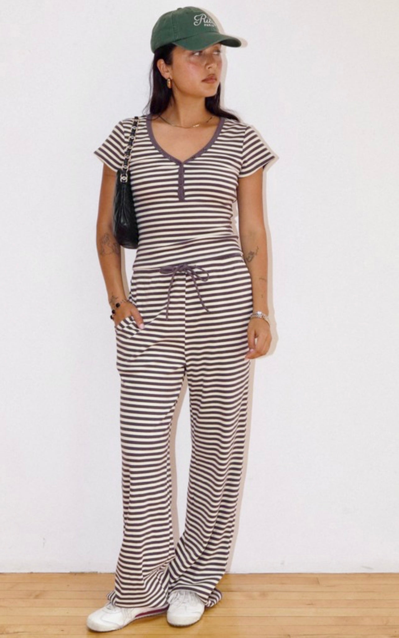 Charcoal Striped Lounge Set