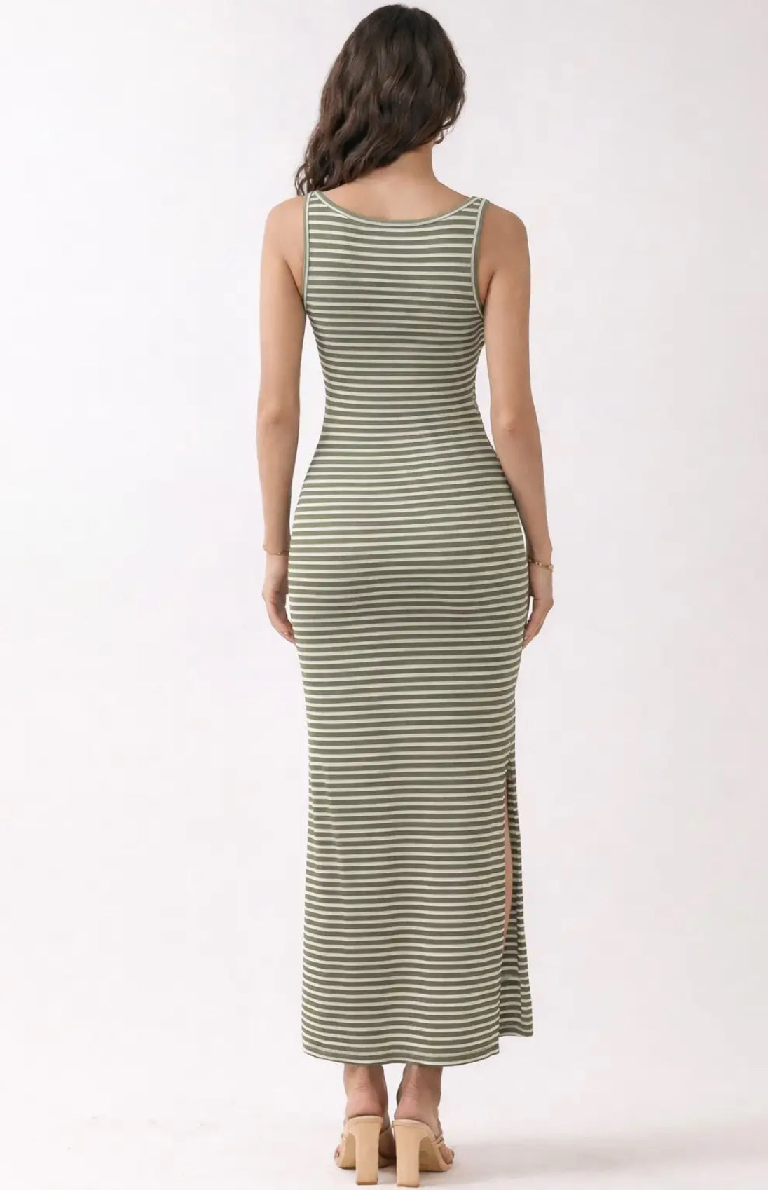 Olive Striped Green Dress