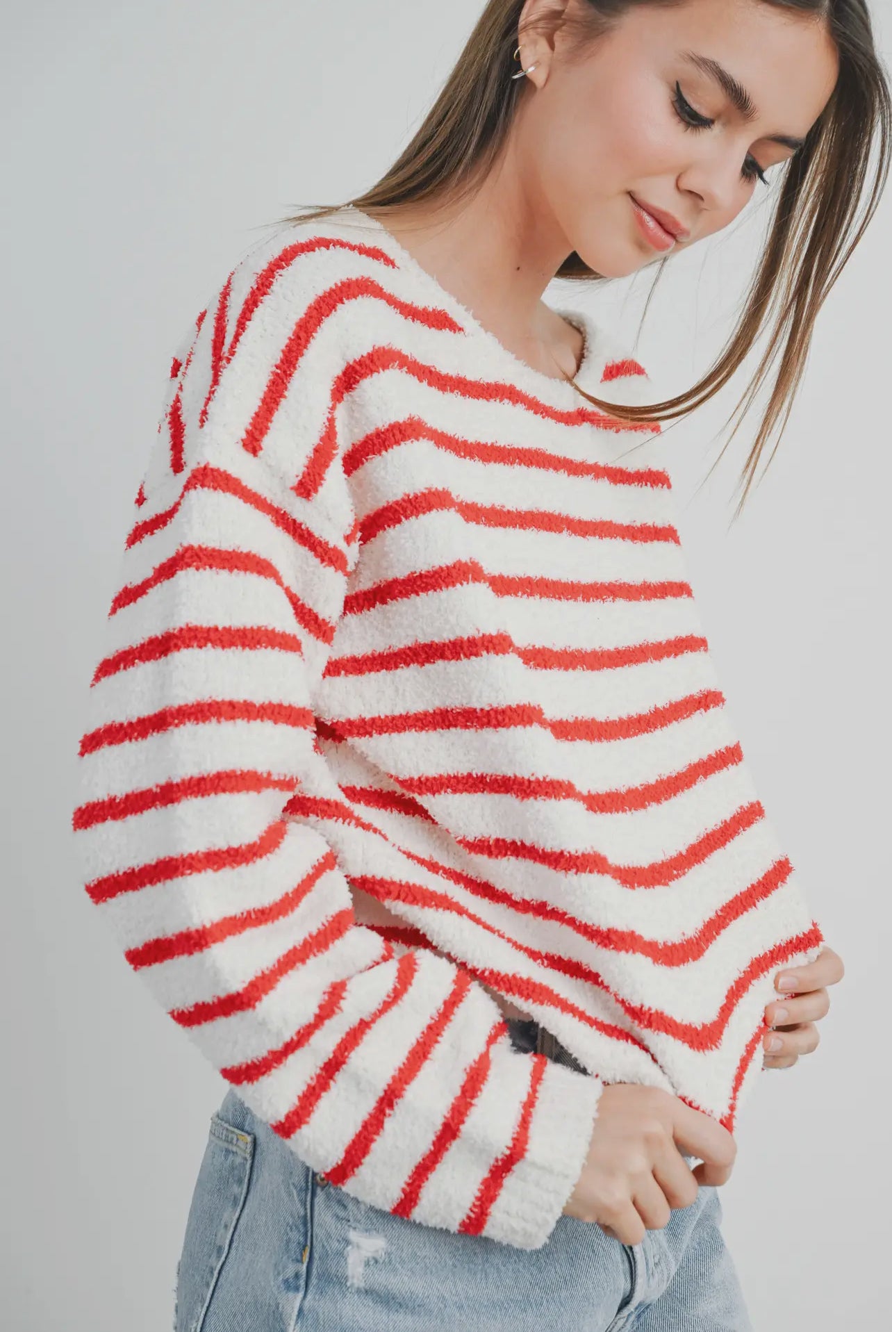 Plush Soft Striped Sweater Red - By BUTTERMELON