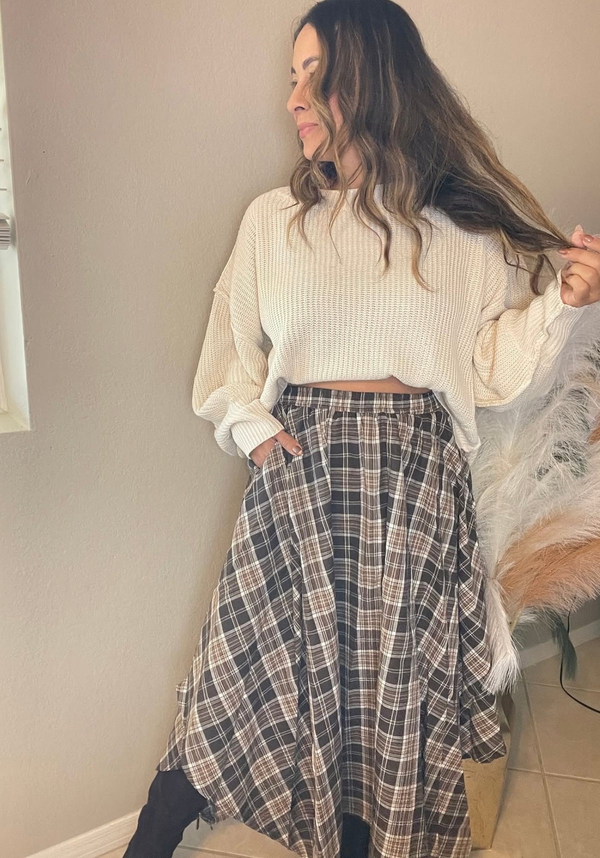 Asymmetrical Plaid Skirt