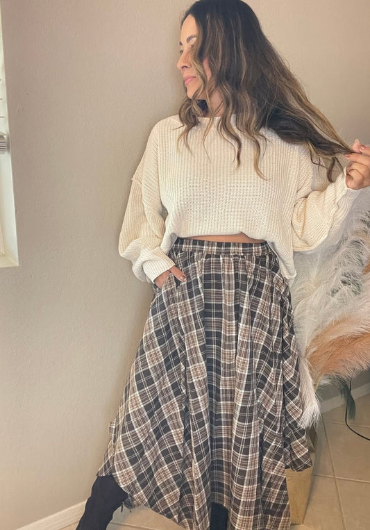Asymmetrical Plaid Skirt